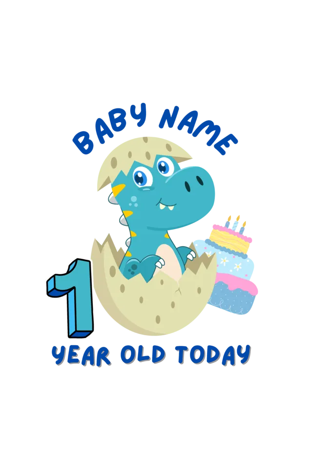 1 Year Celebration : Dino Rompers Printed With Your Baby Name For Their 1st Year Milestone