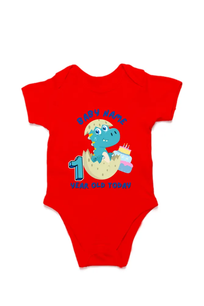 1 Year Celebration : Dino Rompers Printed With Your Baby Name For Their 1st Year Milestone