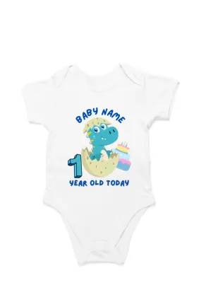 1 Year Celebration : Dino Rompers Printed With Your Baby Name For Their 1st Year Milestone