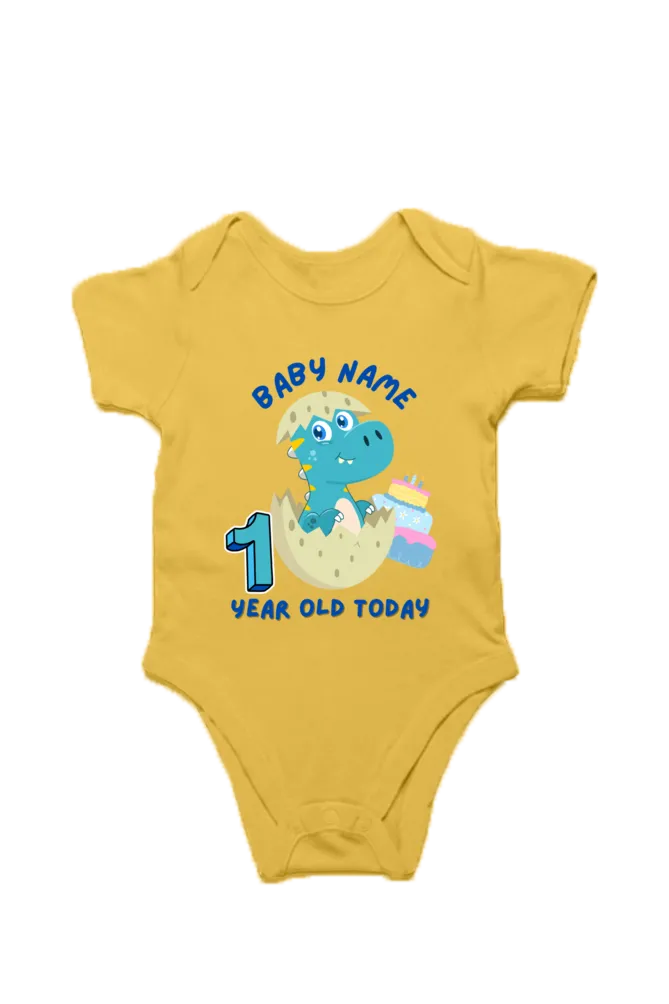 1 Year Celebration : Dino Rompers Printed With Your Baby Name For Their 1st Year Milestone