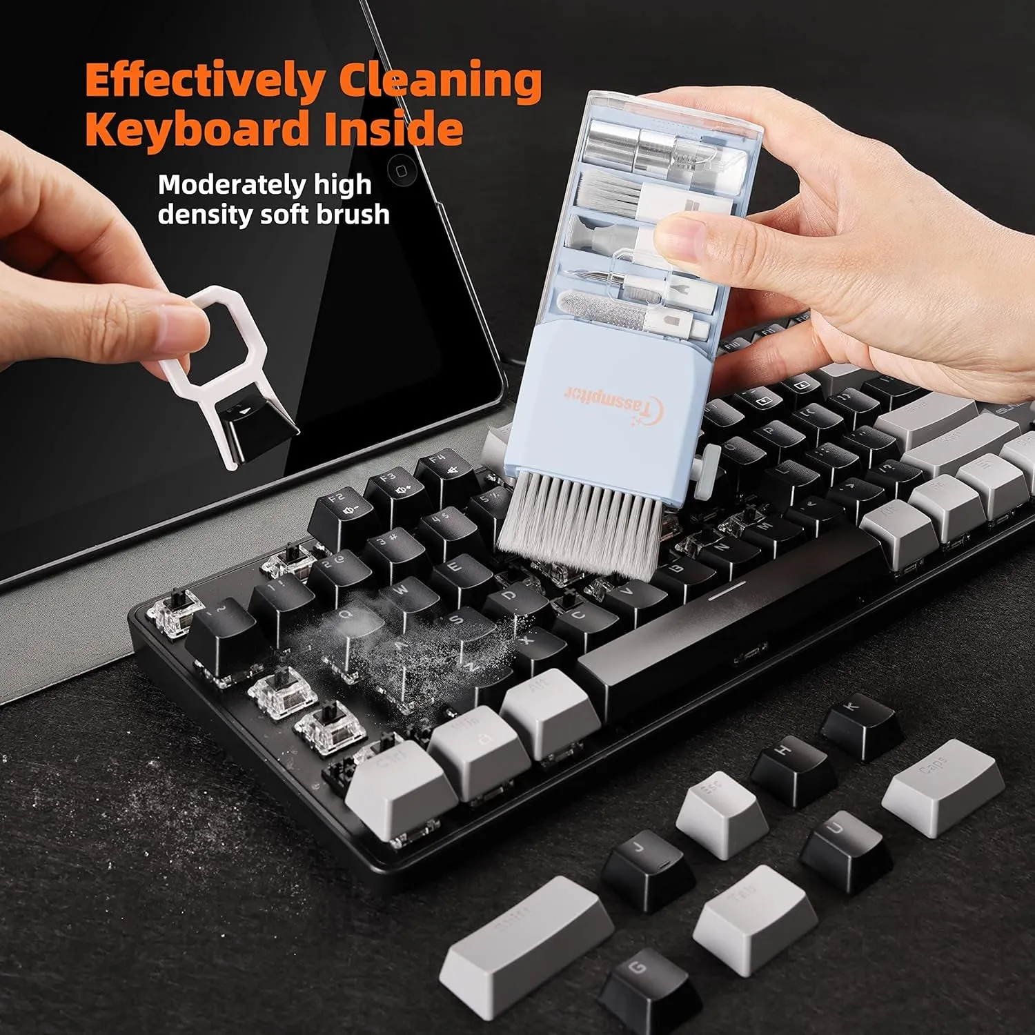 10-In-1 Laptop Keyboard Cleaner Cleaning Kit, Electronics Screen Cleaner Repair Tool with 3 in 1 Earbud Cleaner Pen, Camera Lens Pen, Suit for Macbook Ipad, Iphone, Cell Phone