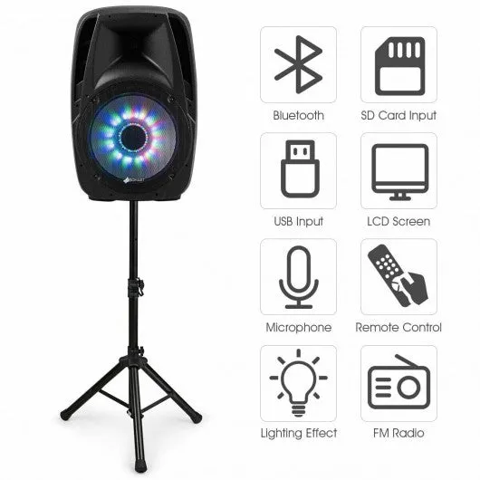 15" 2000W 2-way Powered Speaker with Illuminating Light