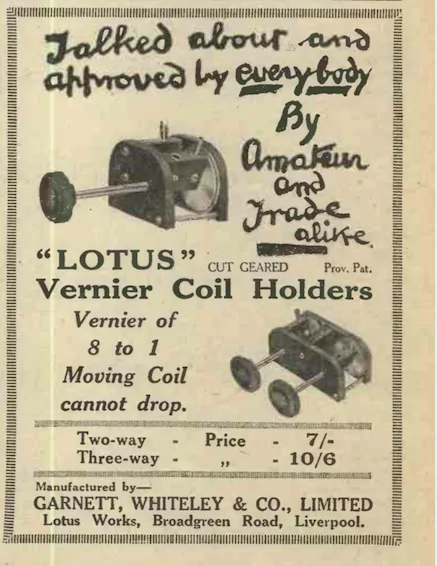 1926 Lotus Three-Way Vernier Coil Holder For A Wireless TRF Set