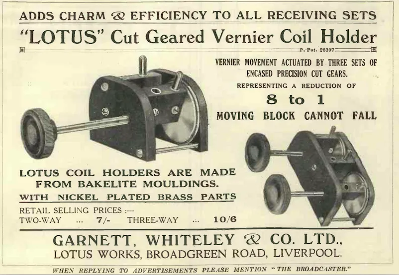 1926 Lotus Three-Way Vernier Coil Holder For A Wireless TRF Set