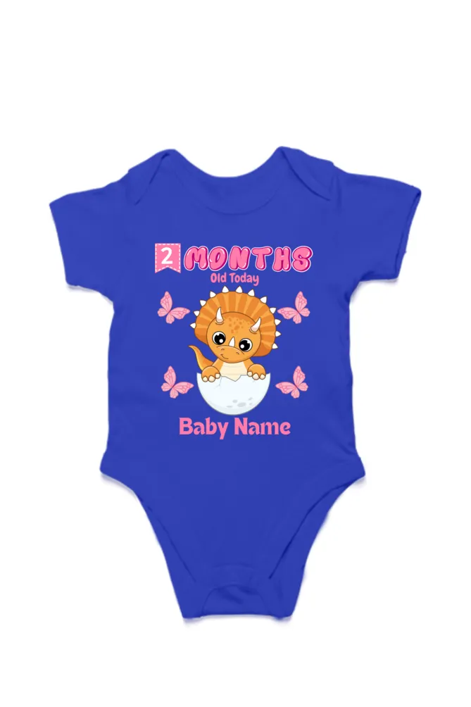 2 Month Celebration : Dino Rompers Printed With Your Baby Girl Name For Their Monthly Milestone