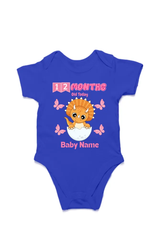 2 Month Celebration : Dino Rompers Printed With Your Baby Girl Name For Their Monthly Milestone