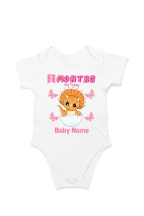 2 Month Celebration : Dino Rompers Printed With Your Baby Girl Name For Their Monthly Milestone