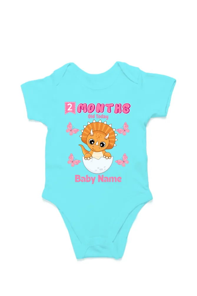 2 Month Celebration : Dino Rompers Printed With Your Baby Girl Name For Their Monthly Milestone