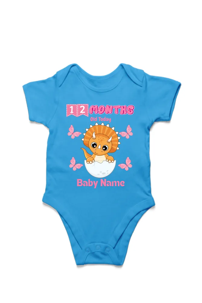 2 Month Celebration : Dino Rompers Printed With Your Baby Girl Name For Their Monthly Milestone