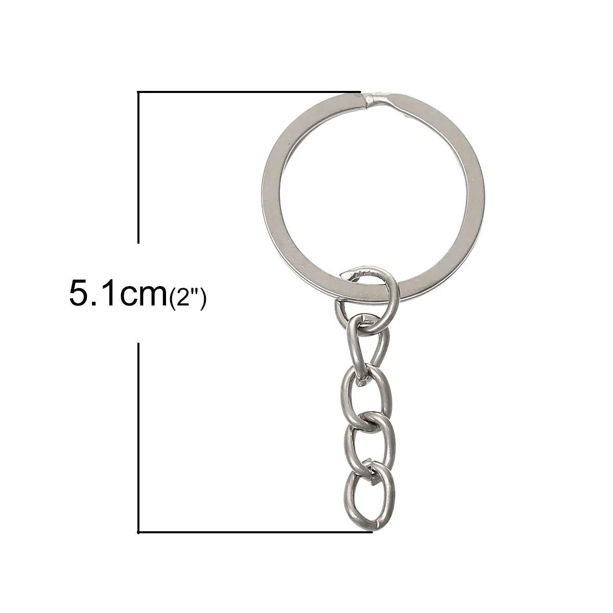 25 Silver Tone Key Rings with Extender Chain - FD1003