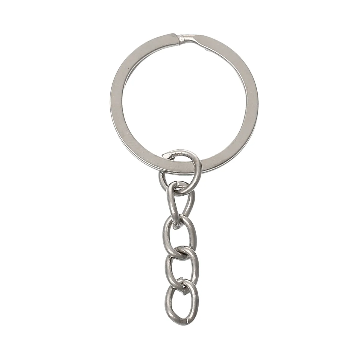 25 Silver Tone Key Rings with Extender Chain - FD1003