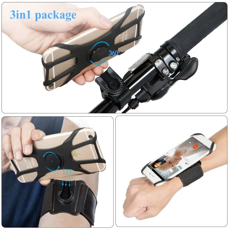 3 In 1 Disassembered Rotating Arm Belt Bag Sports Phone Bag Bracket For 4.5-7 inch Phones(Black)