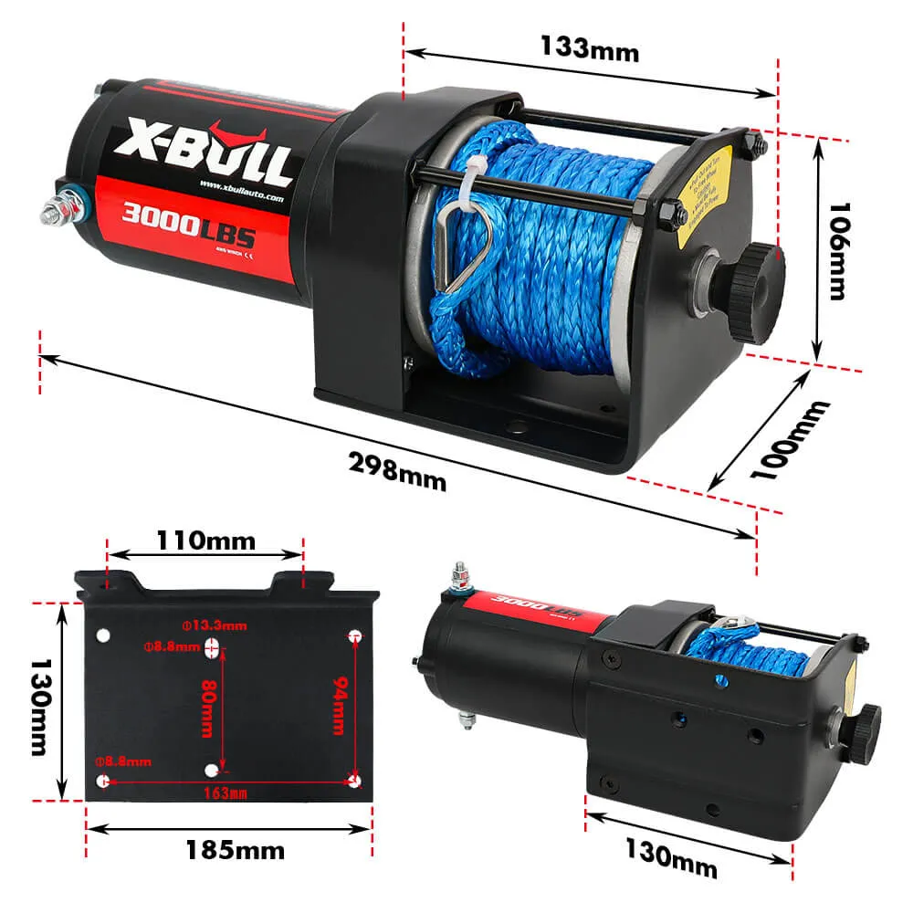 3000LBS Synthetic Rope Electric Winch, ATV/UTV, X-BULL