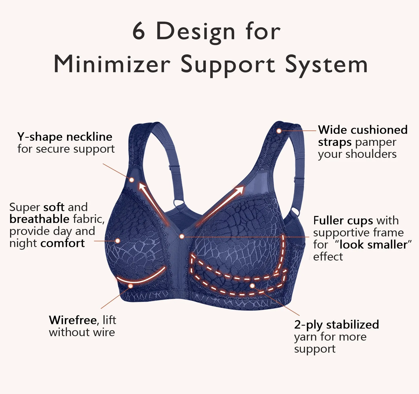 355 Full Figure Minimizer Bra Blue