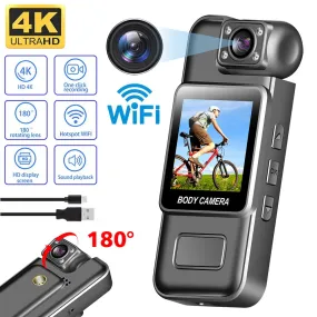 4K HD WiFi Mini Wearable Camera with Night Vision, Hotspot, & Color Screen | Police Cam ideal for cycling, driving, sports, & adventure