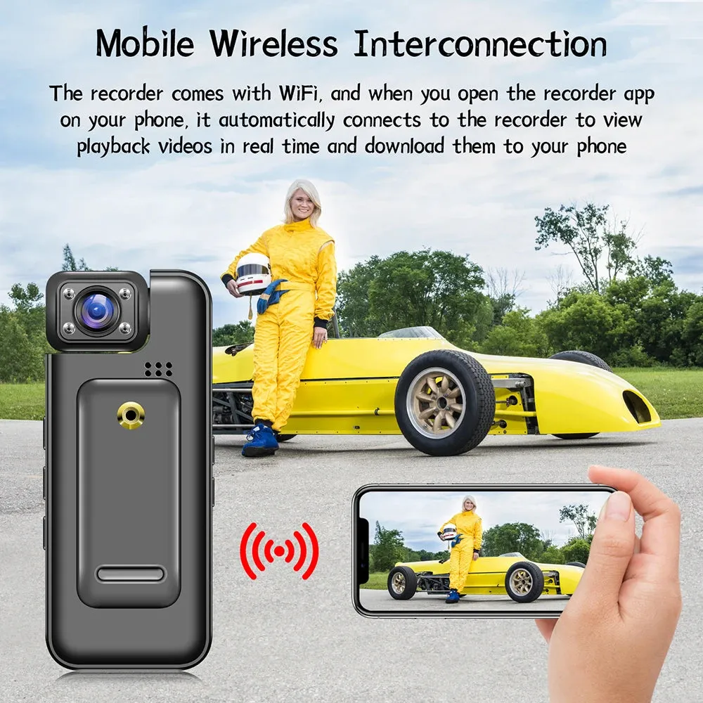 4K HD WiFi Mini Wearable Camera with Night Vision, Hotspot, & Color Screen | Police Cam ideal for cycling, driving, sports, & adventure