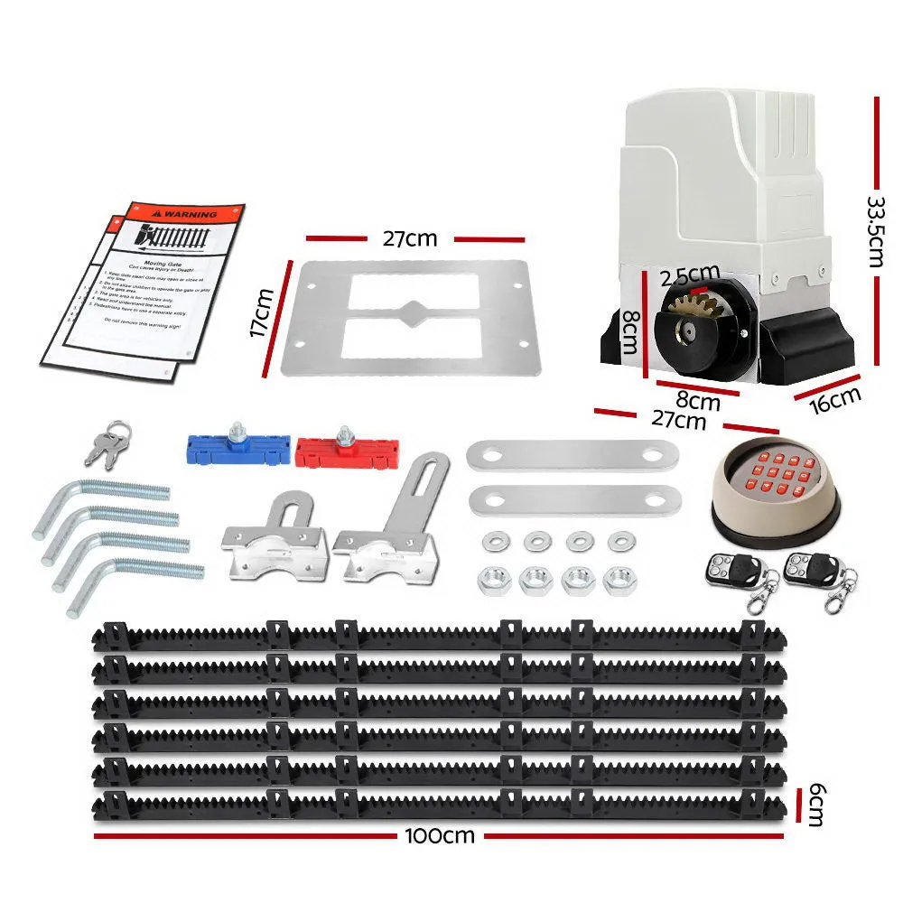 550W Sliding Gate Opener Kit, Wireless Keypad, 6M, 1800KG, Lockmaster