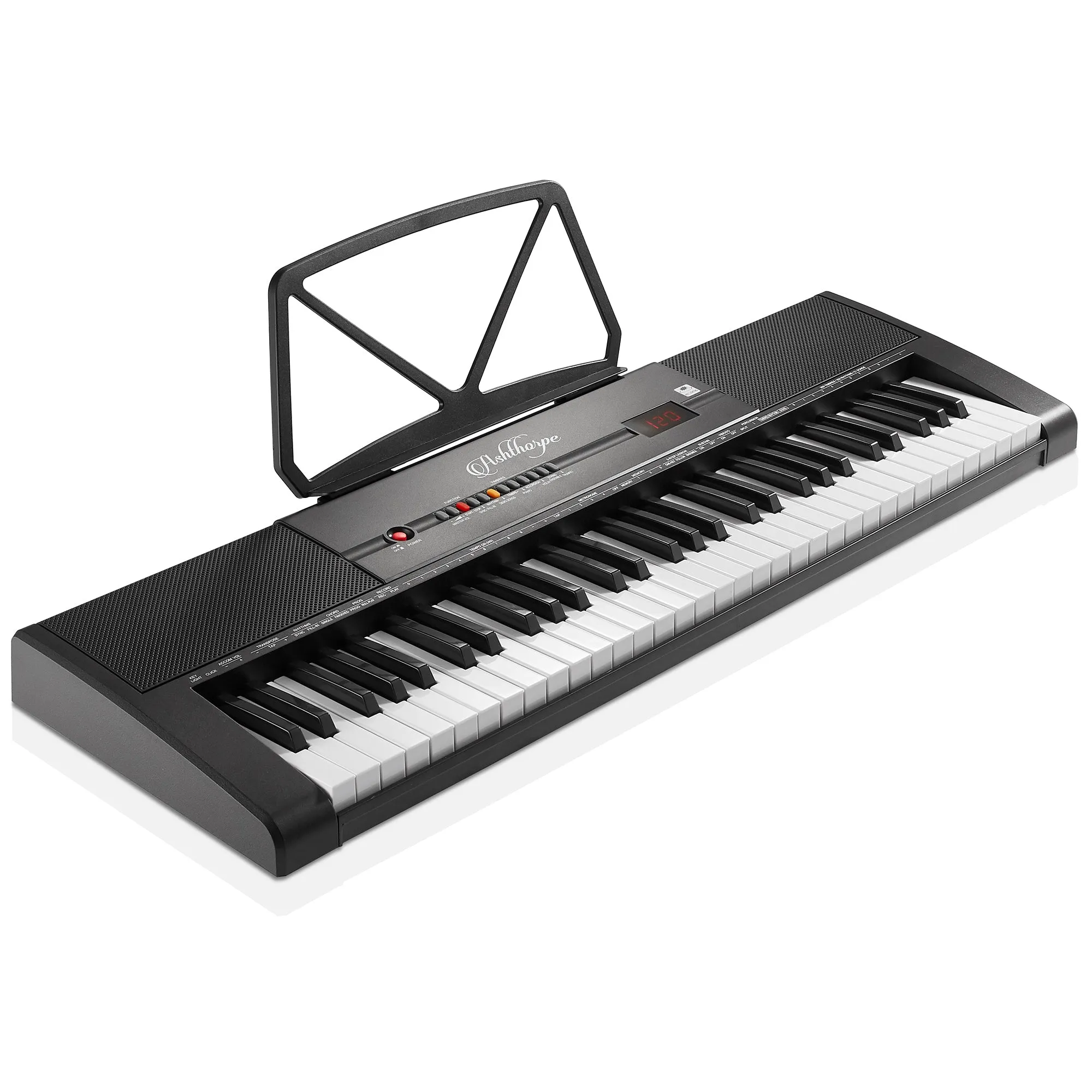 61-Key Digital Keyboard Piano with Light Up Keys - Includes Stand and Bench