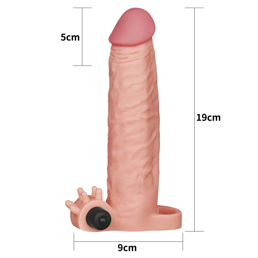 7.5" Dildo Extender Add 2 inches with Bullet Vibrator Flesh