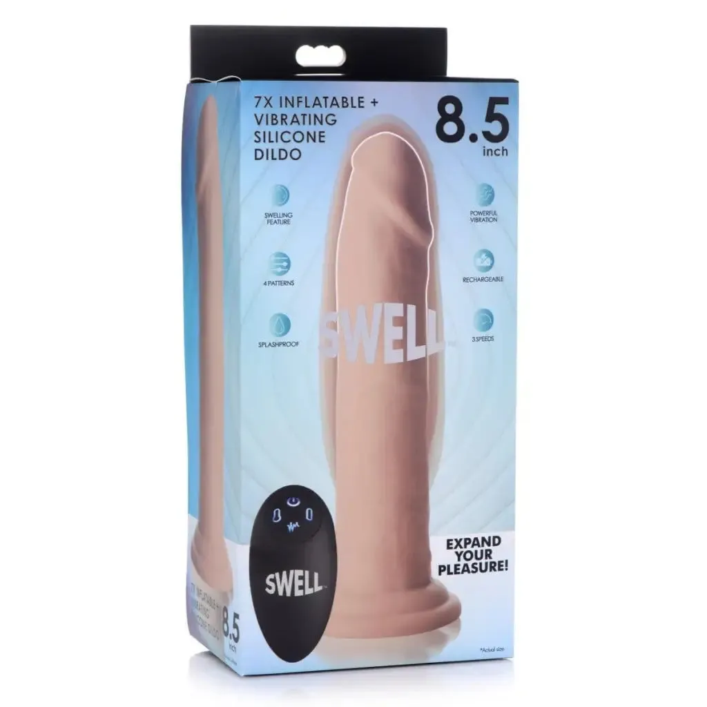 7x Inflatable And Vibrating Remote Control Silicone Dildo