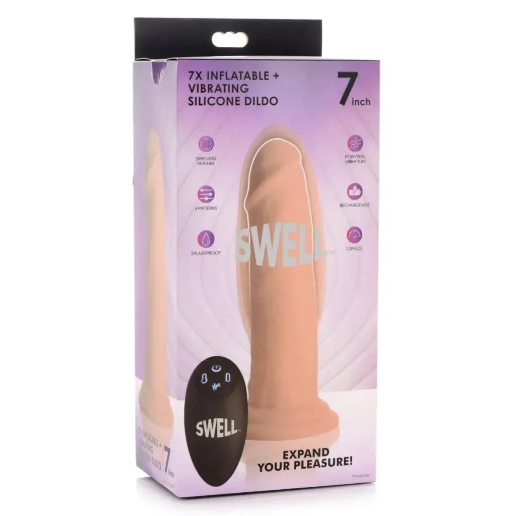 7x Inflatable And Vibrating Remote Control Silicone Dildo