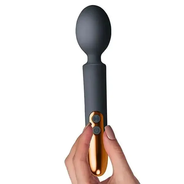 8.5-inch Rocks off Silicone Black Rechargeable Magic Wand Massager