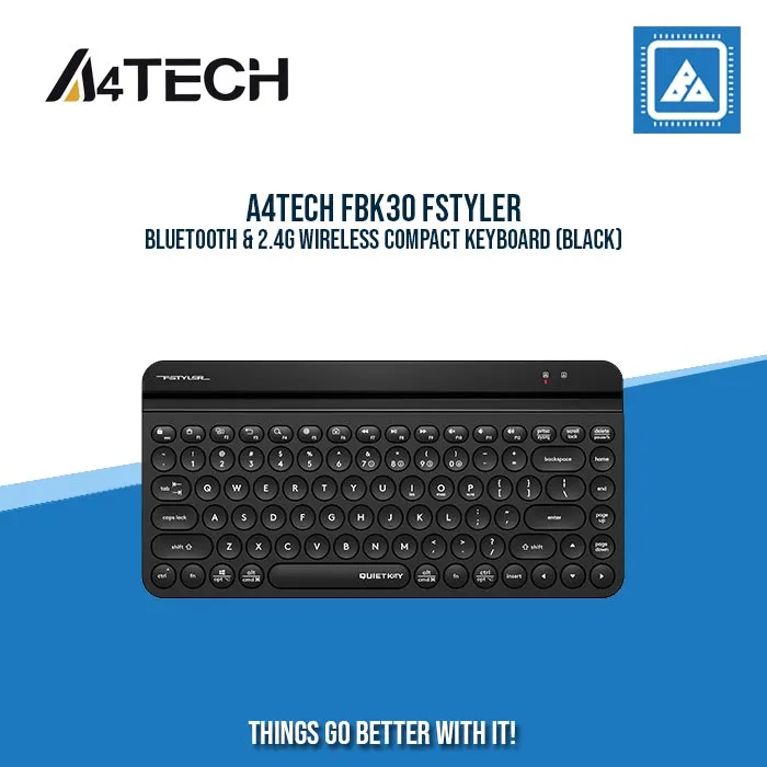 A4TECH FBK30 FSTYLER BLUETOOTH & 2.4G WIRELESS COMPACT KEYBOARD (BLACK)