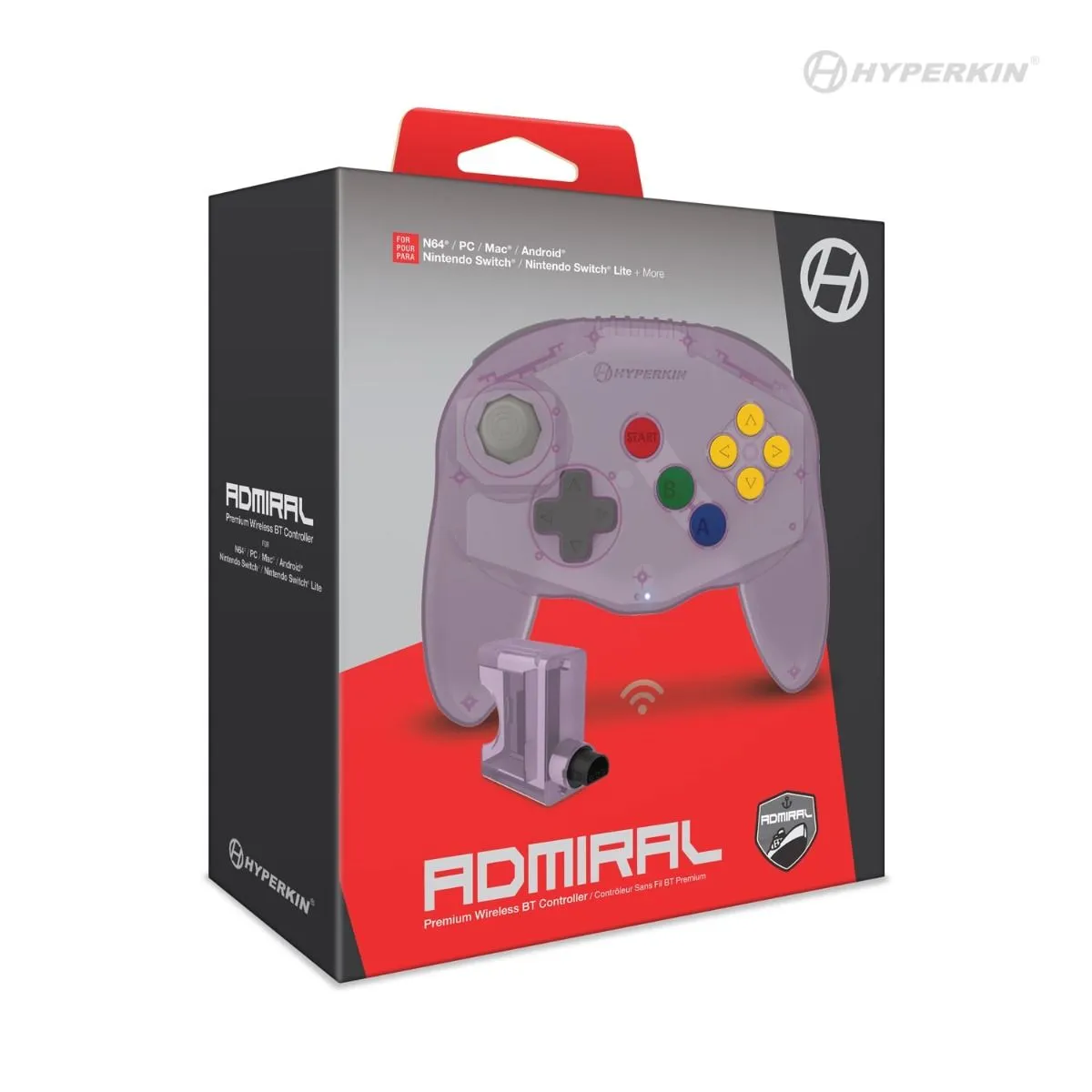 Admiral Premium wireless BT controller for N64/ Nintendo Switch/ Nintendo Switch Lite/ PC/ Mac/ Android - Atomic Purple | Hyperkin