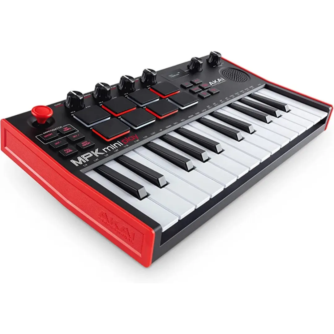 AKAI Professional MPK Mini Play MK3 USB MIDI Keyboard Controller with 25 mini keys, Built-in Speaker, 8 MPC Drum Pads and 4 Knobs - Brand New