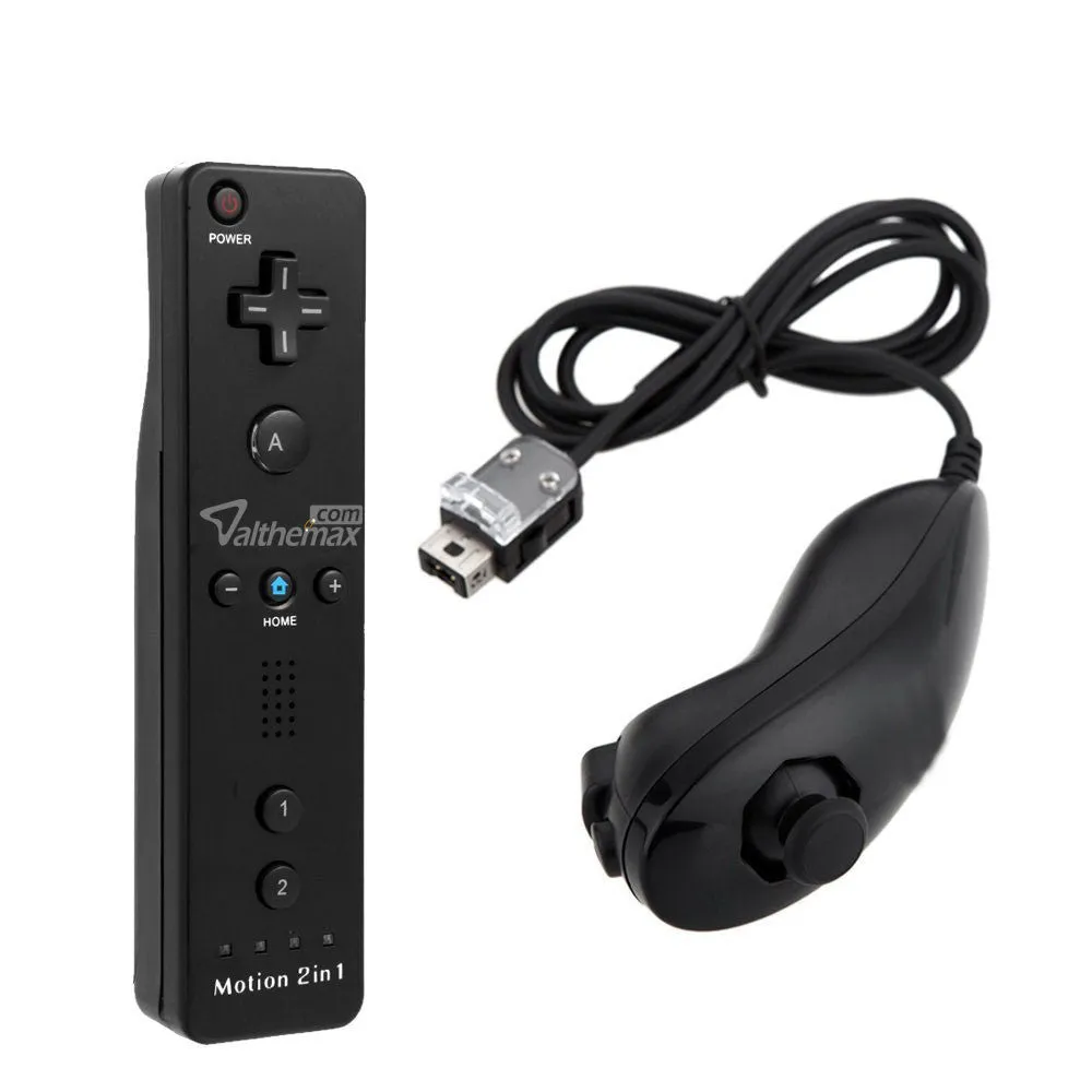 Althemax® Remote Plus Built-In Motion Plus Nunchuk Silicone Case for Wii - Black