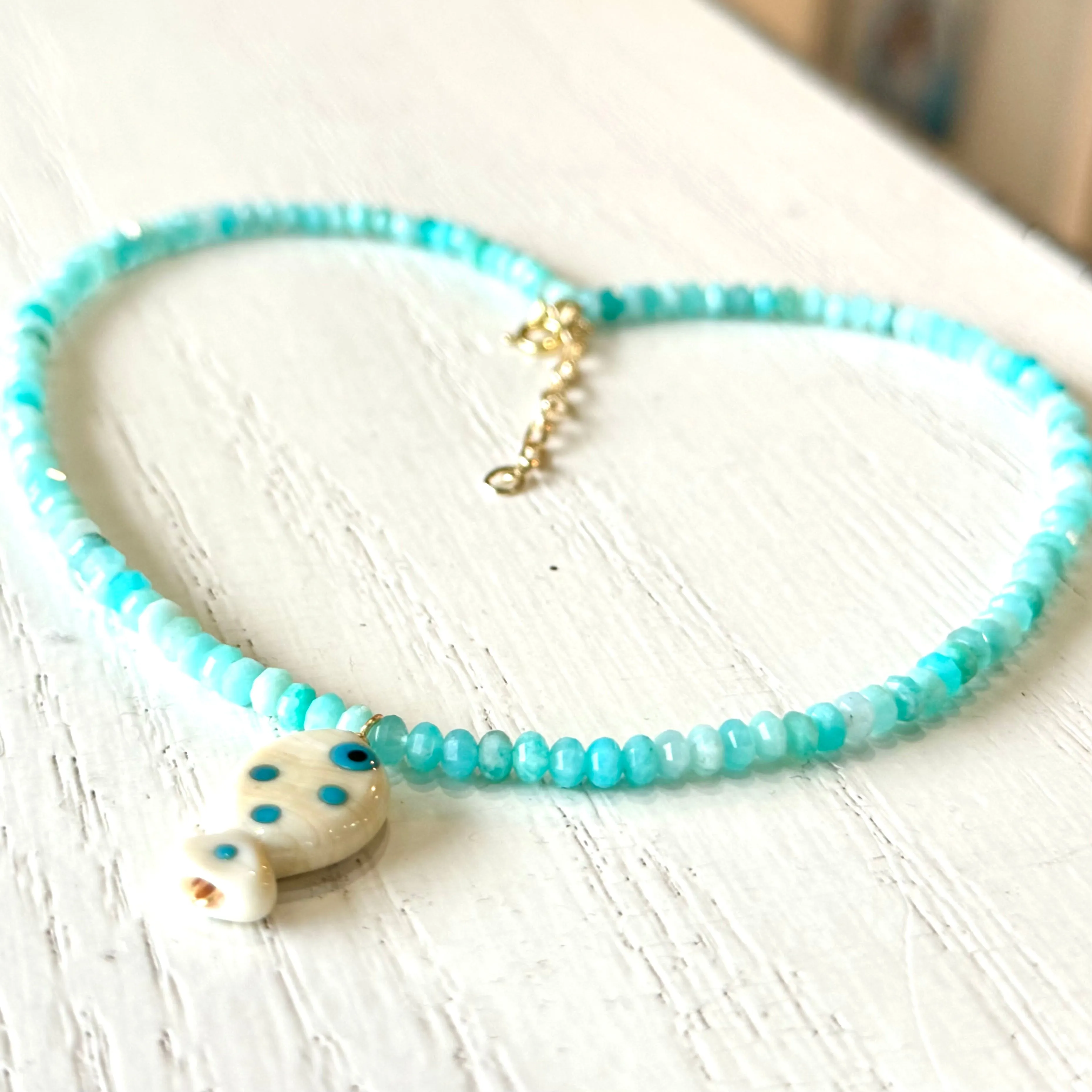 AMAZONITE FISH DROP NECKLACE