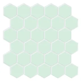 Aqua/Green Hexagon Peel and Stick Backsplash Tile - Thicker Design