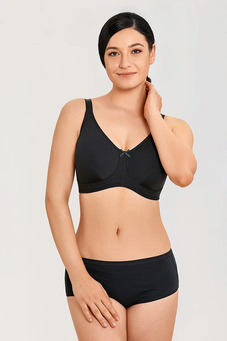 Aspen Wireless Mastectomy Bra|B-F Cup| Beige - Black