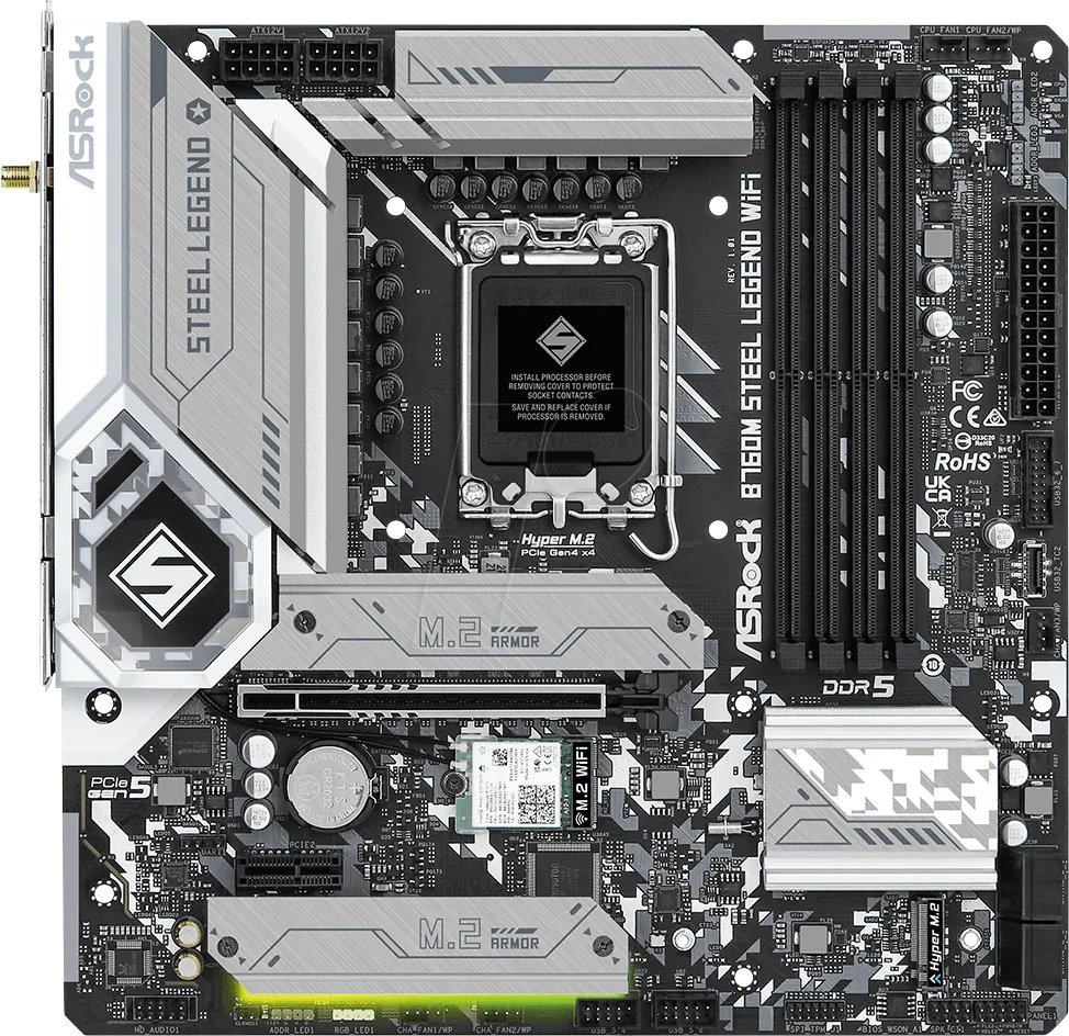 Asrock Mainboard B760m Steel Legend Wifi - M-Atx - Lga 1700 - Intel B760