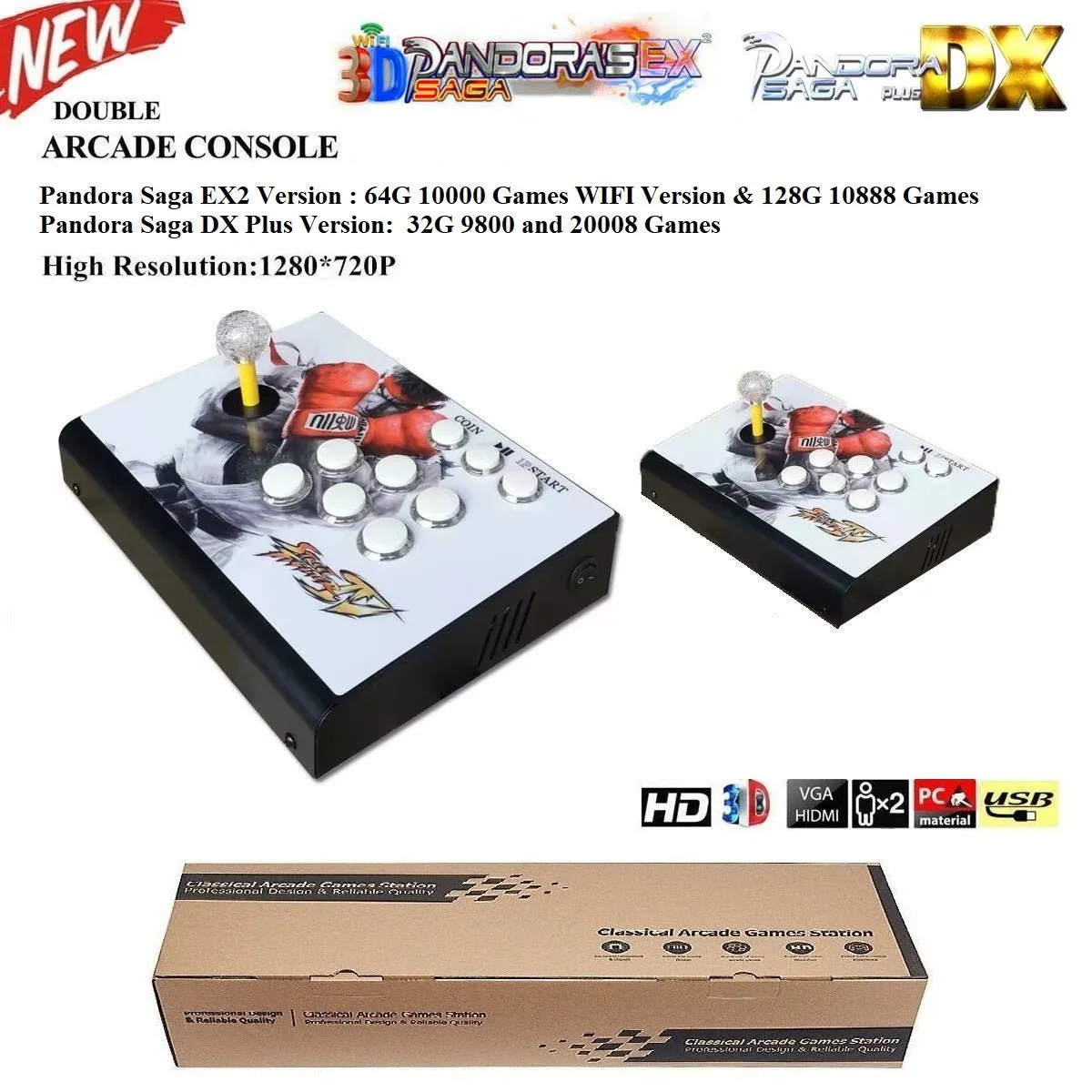 AU 2024 10000-10888 Games Pandora's Box Video 3D Game HD Video Arcade Consoles Gamebox