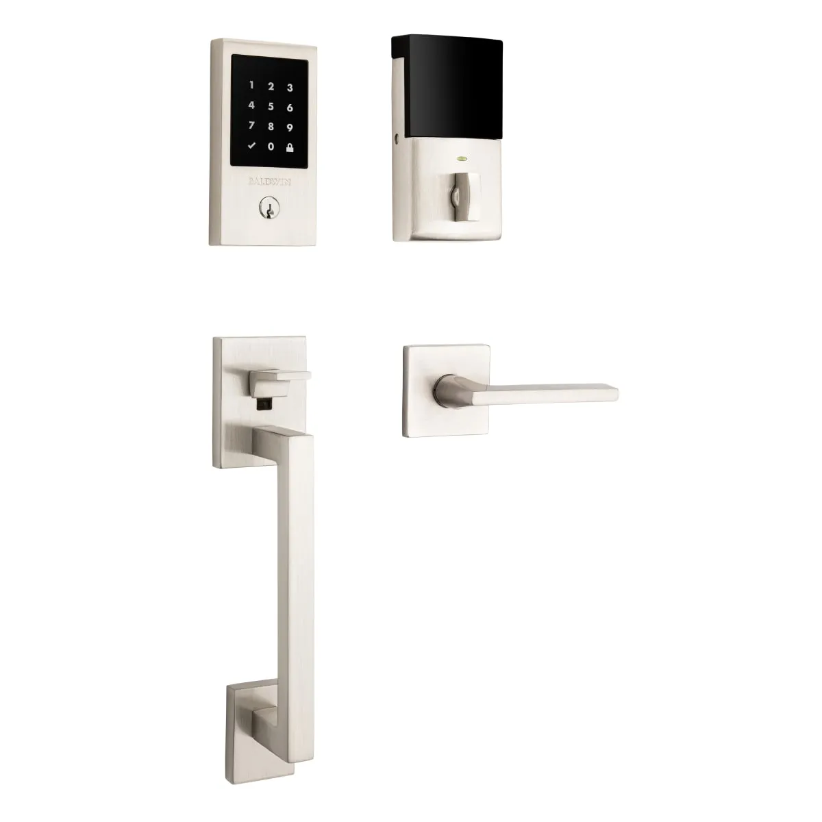 Baldwin Estate - 85393.ZWLENT Minneapolis Touchscreen Electronic Keyless Entry Handleset - Singl Cyl - Z-Wave - 150 - Satin Nickel - Grade 2 - LH