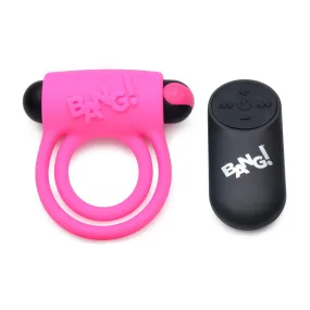 Bang - Silicone Cock Ring and Bullet With Remote Control - Pink