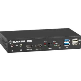 Black Box 2-Port 4K HDMI Dual-Head KVM Switch (with Audio Line In/Out and USB Hub)