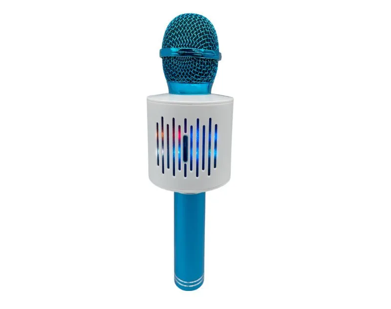 Bluetooth Wireless Karaoke Microphone Rechargeable Built-In Speaker V8 Blue