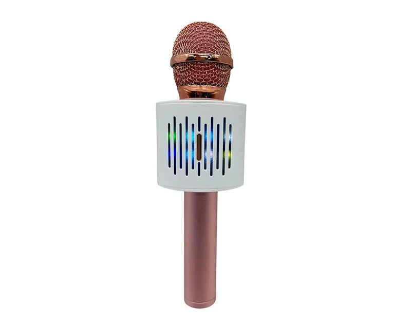 Bluetooth Wireless Karaoke Microphone Rechargeable Built-In Speaker V8 Rose Gold