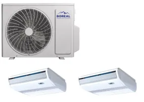 Boreal 30,000 BTU 21 SEER2 Dual Zone Universal Floor/Ceiling Ductless Mini Split System (18k, 12k) 208-230V