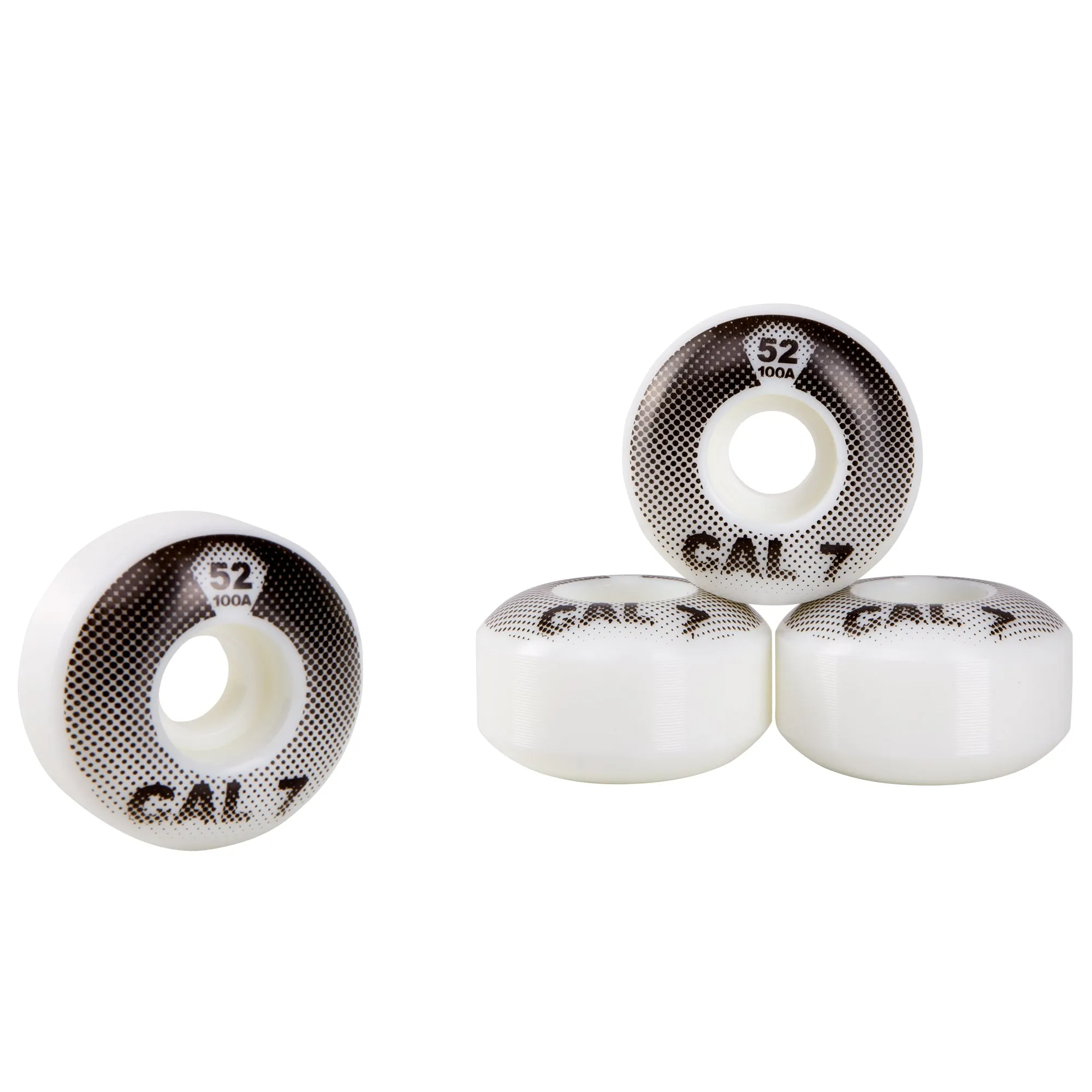 Cal 7 Catch-22 Skateboard Wheels, 52mm & 100A, Black & White Design (Arcade)