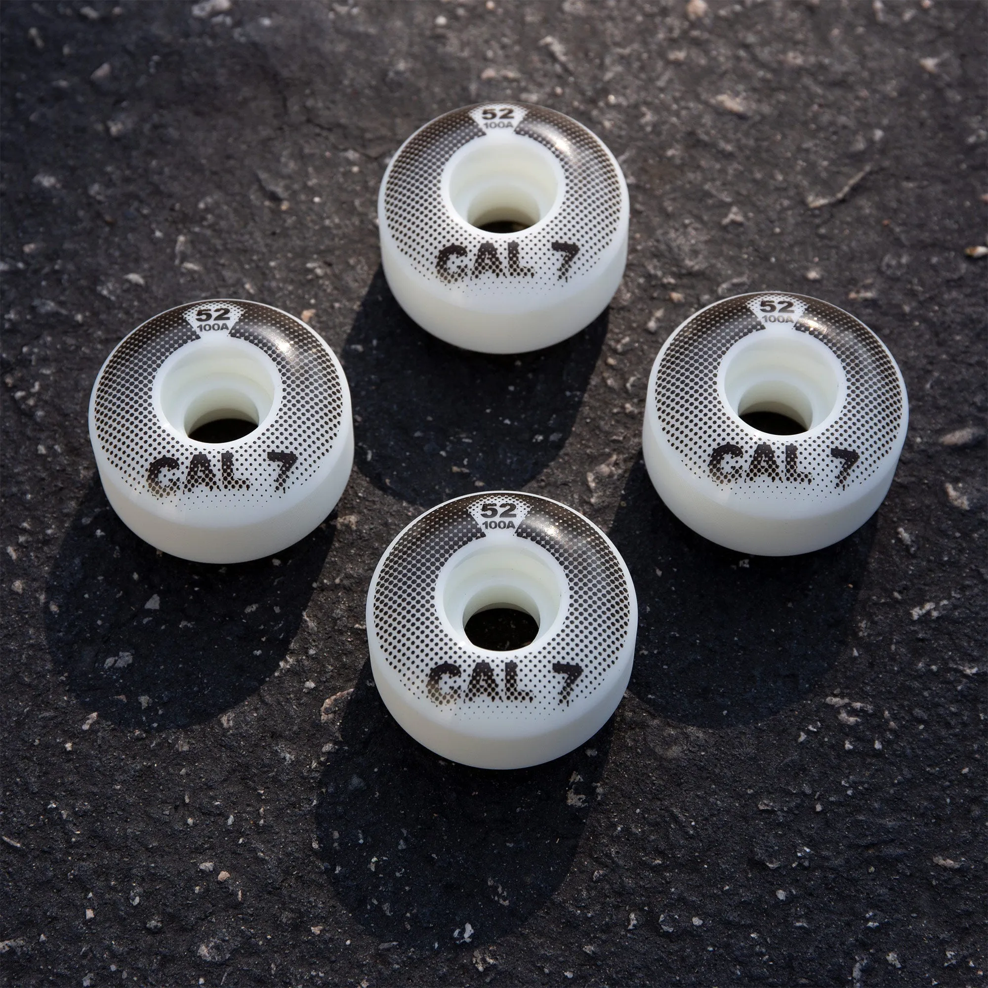 Cal 7 Catch-22 Skateboard Wheels, 52mm & 100A, Black & White Design (Arcade)