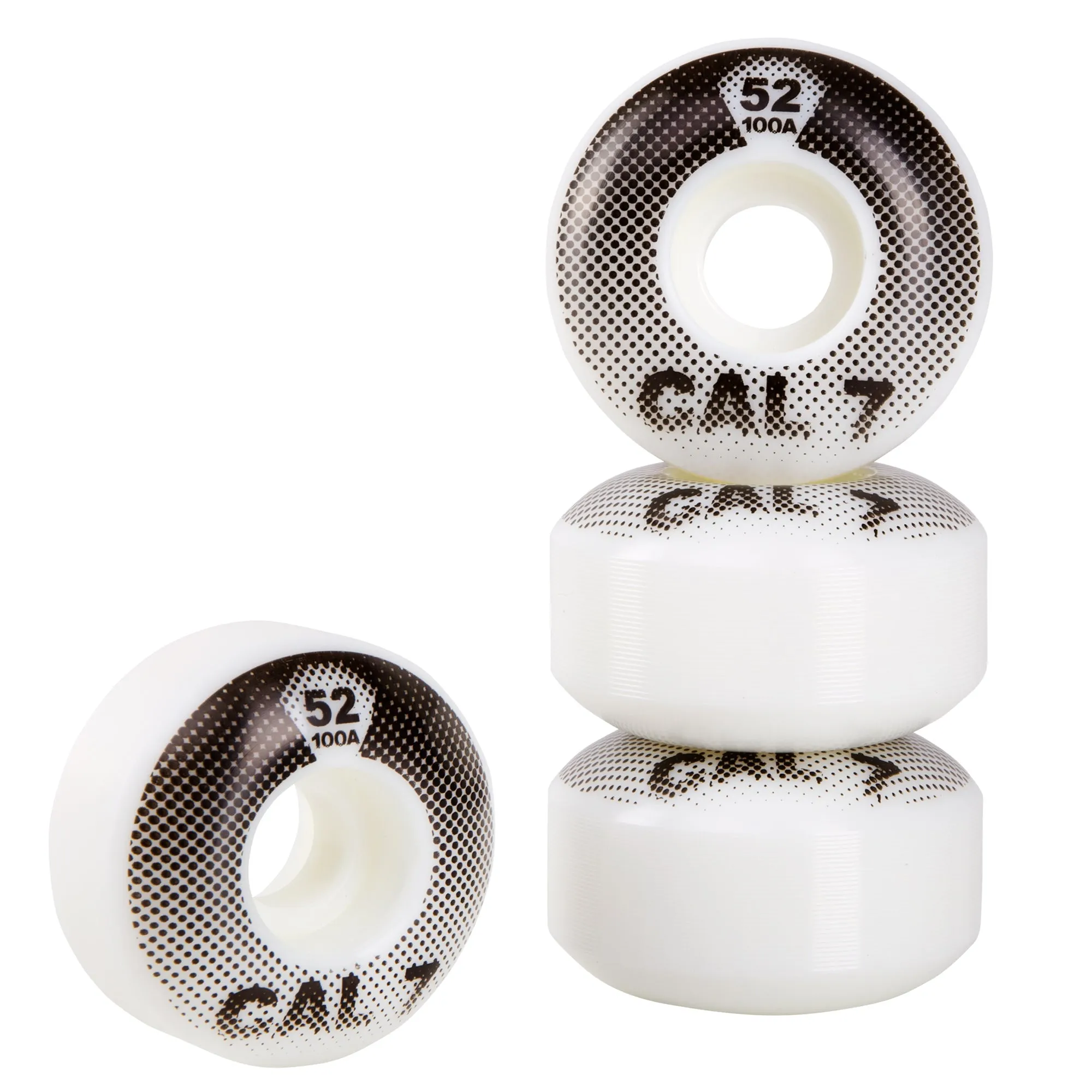 Cal 7 Catch-22 Skateboard Wheels, 52mm & 100A, Black & White Design (Arcade)