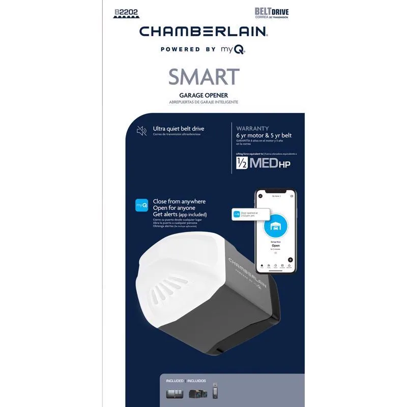 Chamberlain Smart Enabled 0.5 HP Belt Drive WiFi Compatible Smart-Enabled Garage Door Opener