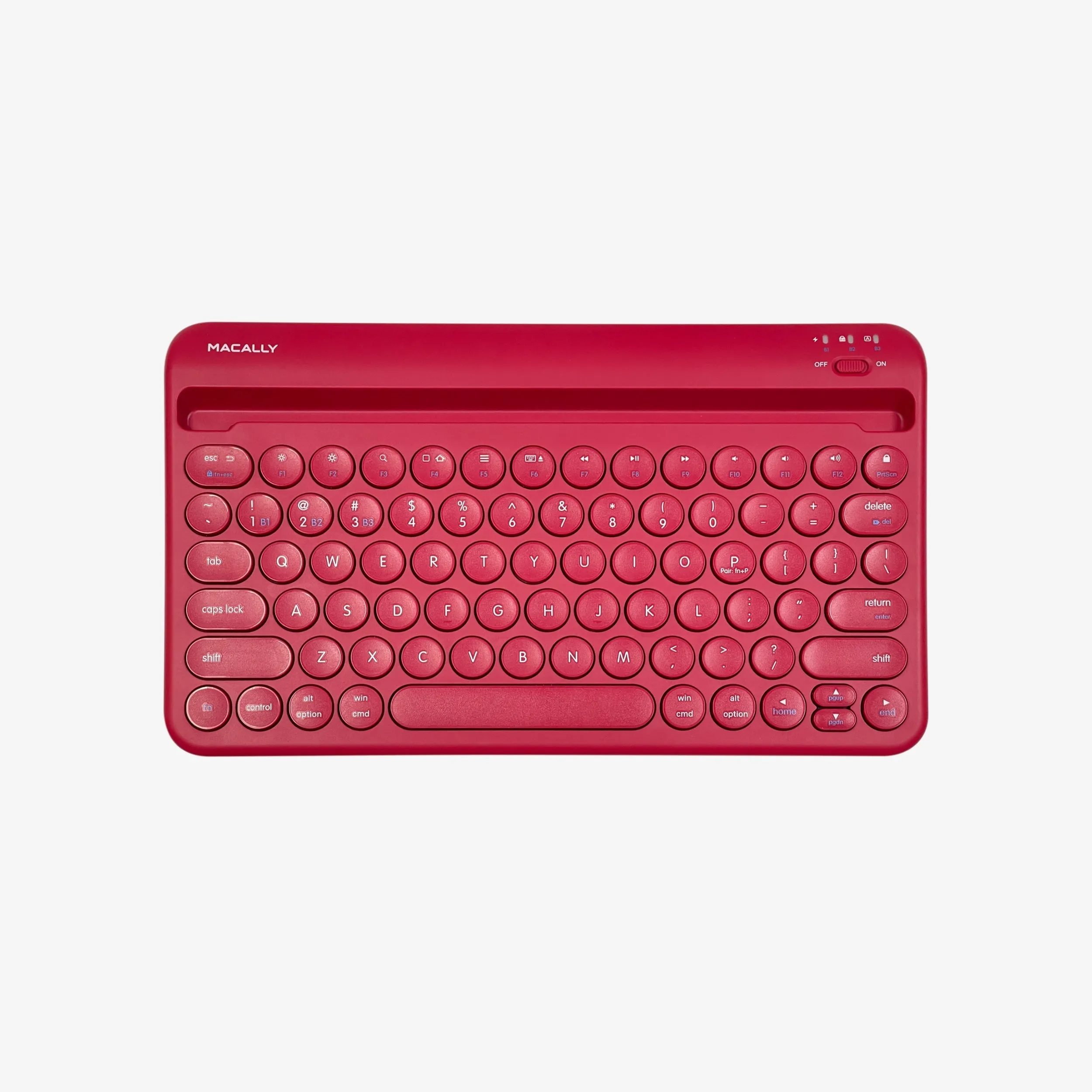 Compact Bluetooth Keyboard for Mac with iPhone or iPad Holder (Viva Magenta)