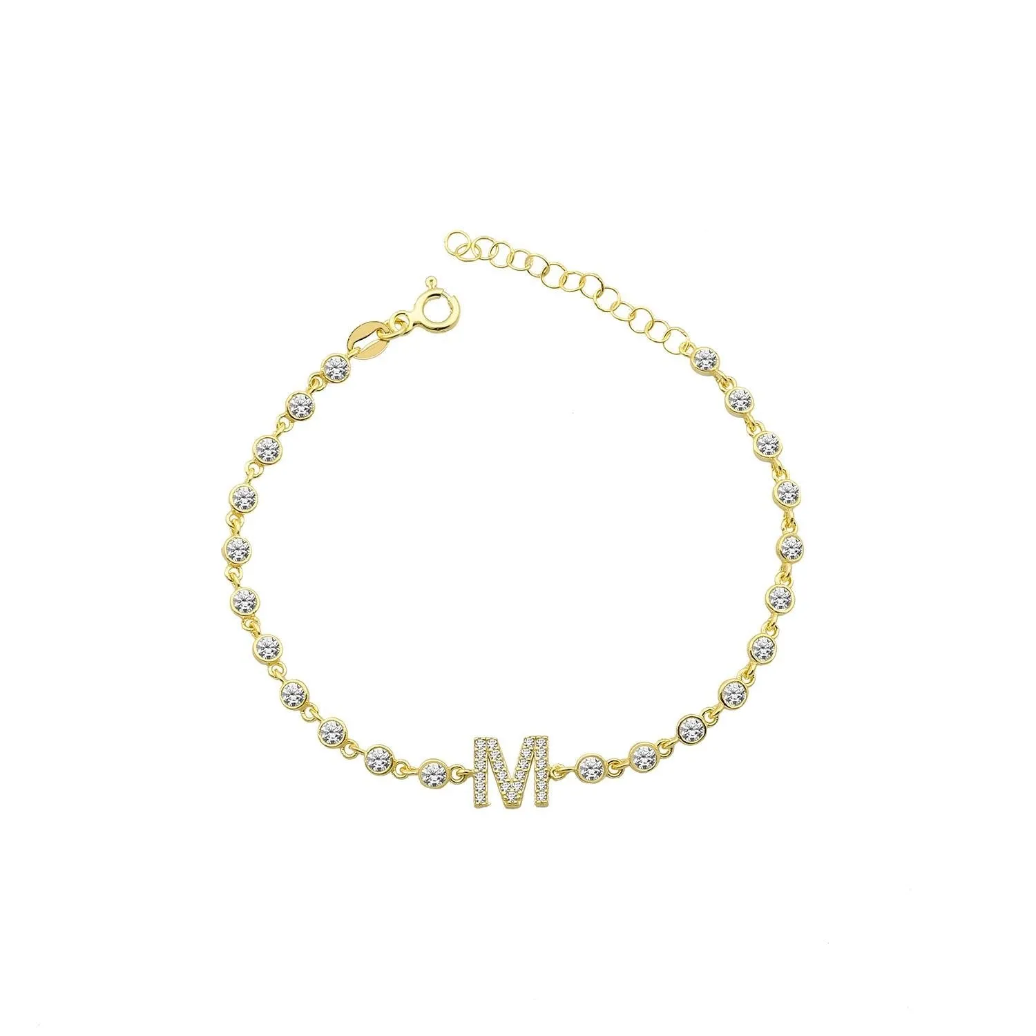 Crystal Single Letter Initial Bracelet