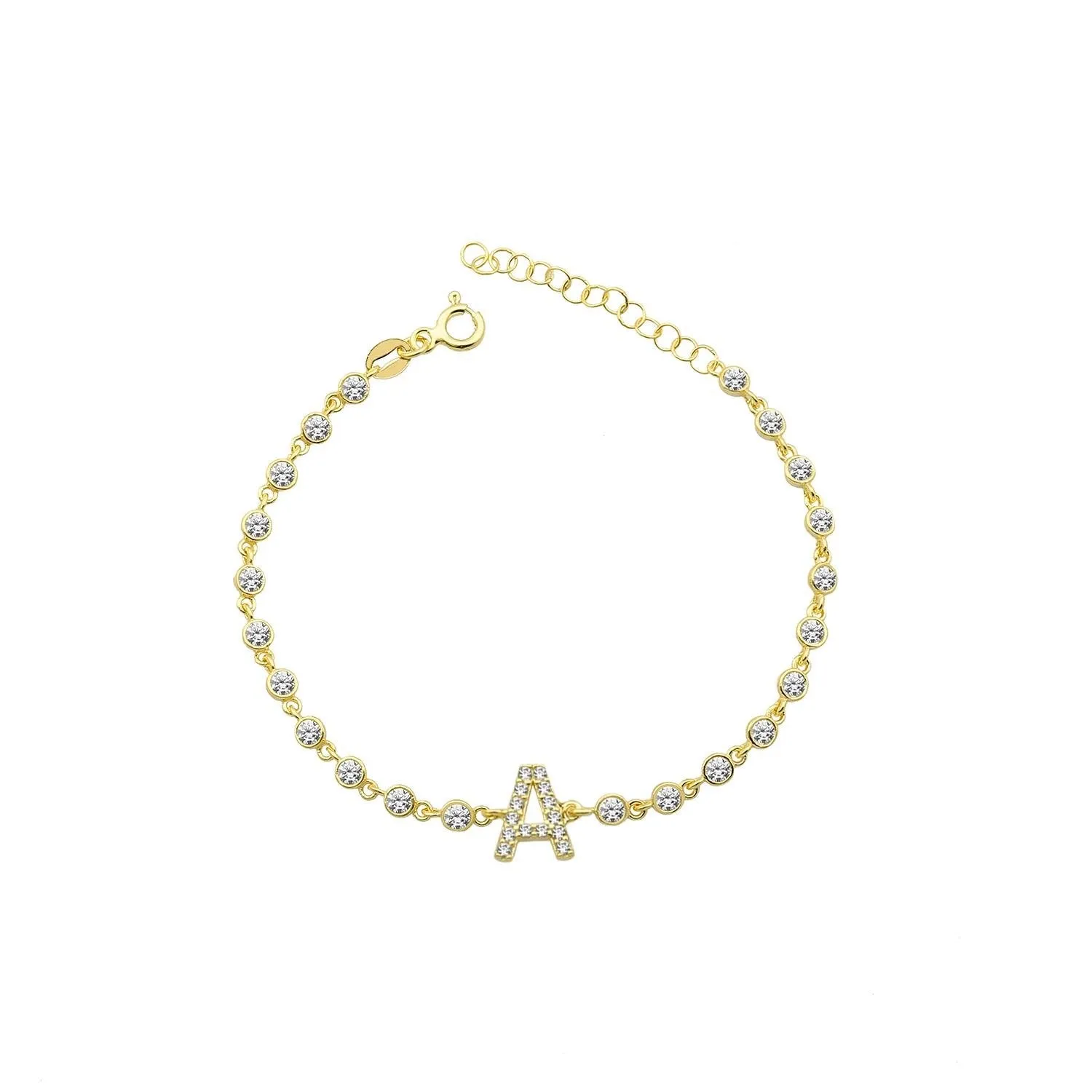 Crystal Single Letter Initial Bracelet