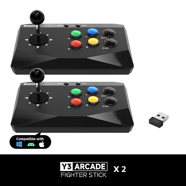 Data Frog Y3 Arcade Fighter Stick: Large wireless stick for PC, Android and iOS. Ideal for Beat 'em ups, Emulators and Platformers