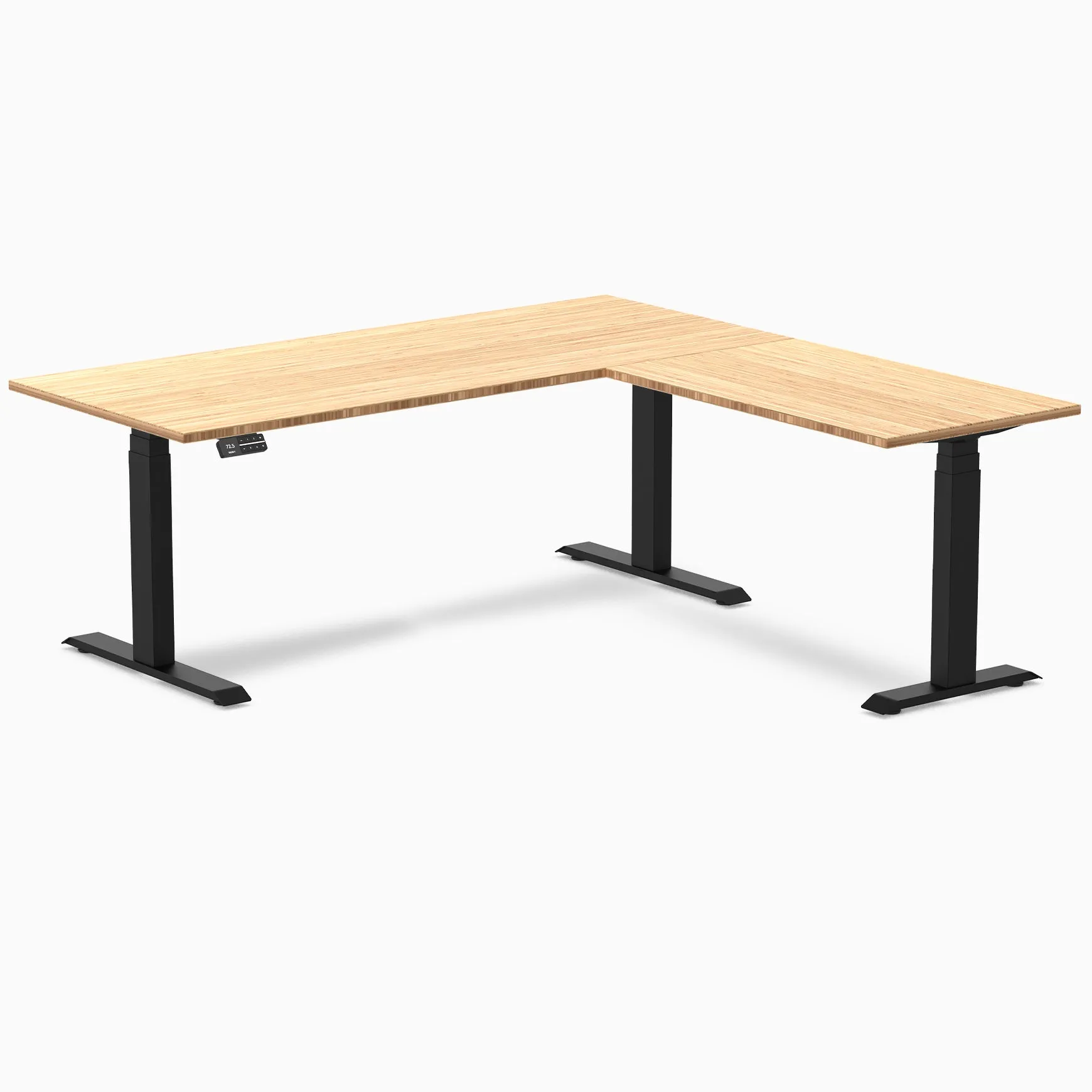 Desky Bamboo L-Shape Sit Stand Desk